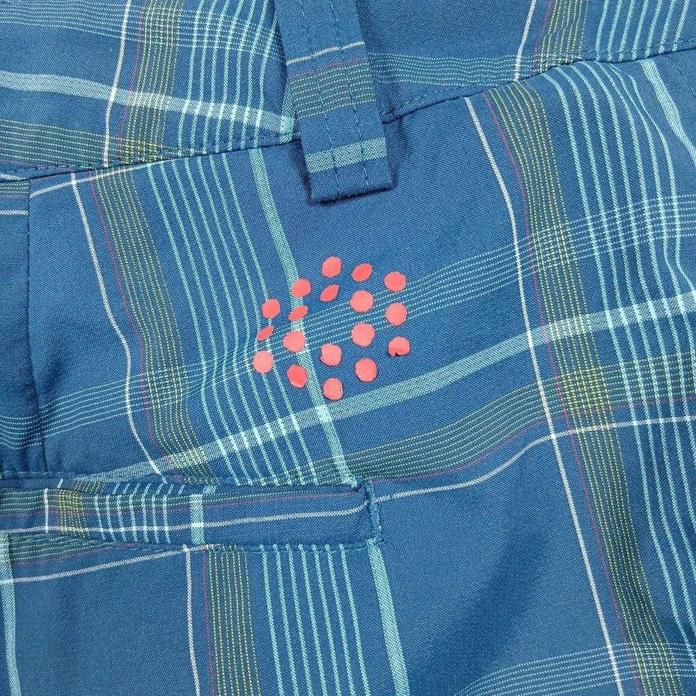 Puma Golf Shorts Men's 36 Blue‎ Plaid Performance Flat Front Casual